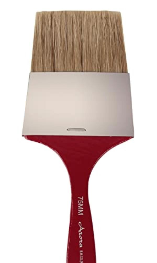 FRKB Natural Hog Hair Flat Bristles Paint Brush Set of 3 Inch for Oil