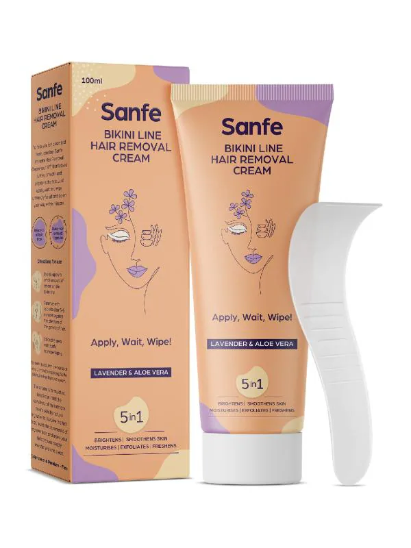 Sanfe Hair Removal Cream, For Sensitive Skin, With Lavender Extracts,  Vitamin E, Aloe Vera, Shea Butter With Spatula (Dermatologically Tested) |  Bikini Hair Removal Cream For Women and Girl - JioMart