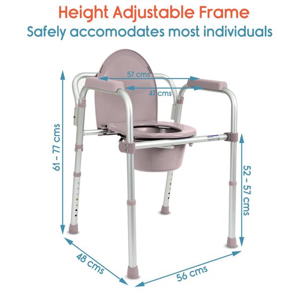 KosmoCare Aluminum Folding Commode Chair with Seat Cover 3in1 Usage
