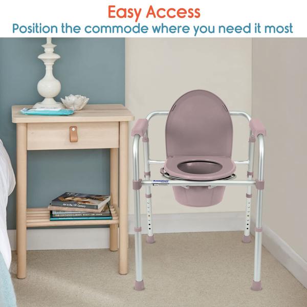 KosmoCare Aluminum Folding Commode Chair with Seat Cover 3in1 Usage