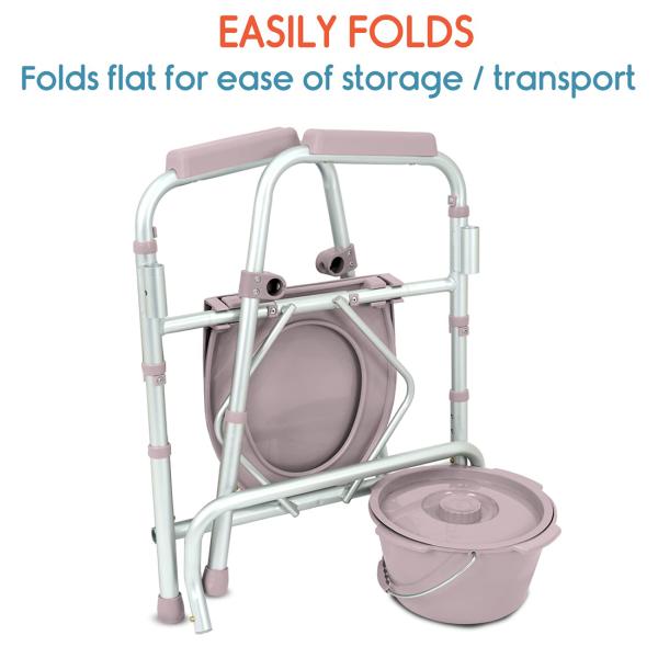 KosmoCare Aluminum Folding Commode Chair with Seat Cover 3in1 Usage