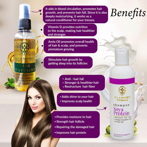 Glamroot Soya Protein Shampoo+ Hair Activizer help for Hair Fall