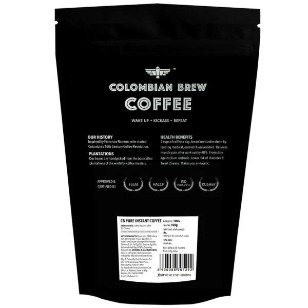 Colombian Brew Pure Instant Coffee Powder, Strong 100g JioMart