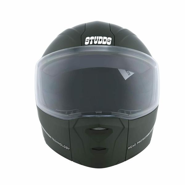 Studds Ninja Elite SUPER Flip Up Full Face Helmet (Military Green, L