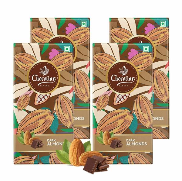 CHOCOLIAN BAKERS DARK ALMOND CHOCOLATE BAR (PACK OF 4) JioMart