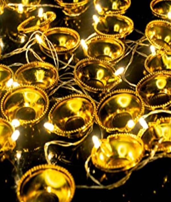 X4Cart Golden Diya String Light 3 Meter 21 Diya Waterproof LED Deepak