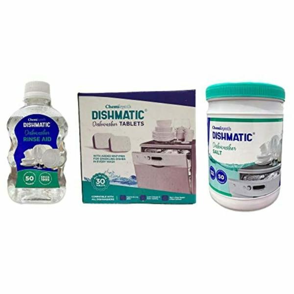 Dishmatic Dishwasher Combo (Tablets , Rinse Aid and Salt)(30 Pcs * 250
