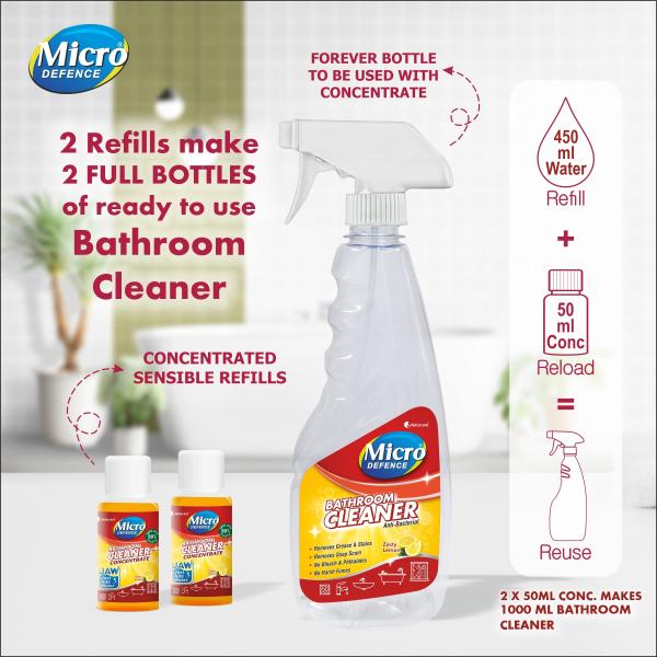 MicroDefence Bathroom Cleaner Disinfectant , Lemon fragrance, 1 Forever