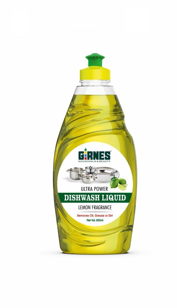 GIRNES Dish Wash Liquid Gel Lemon, With Lemon Fragrance, Leaves No