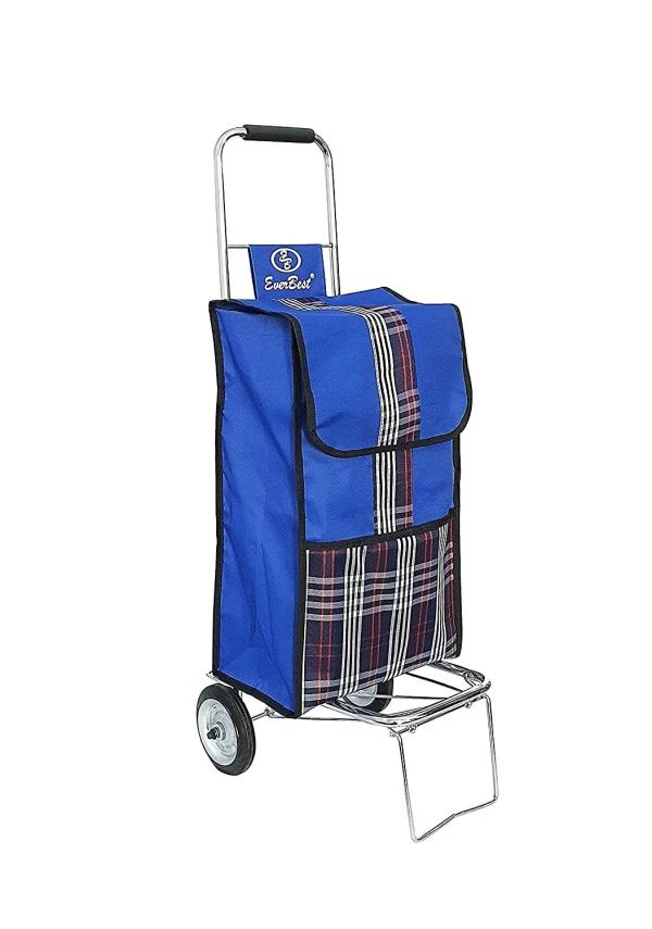 EB EVER BEST Foldable Shopping Trolley Bag with wheels Steel Finish