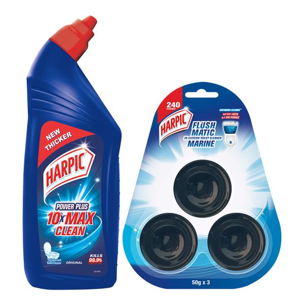 Harpic Flushmatic InCistern Toilet Cleaner Blocks, Marine 150g