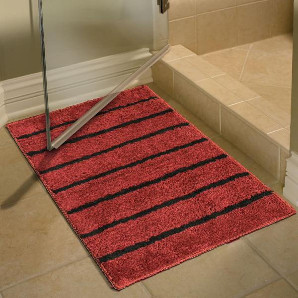 Enyra Bath Mat AntiSlip Gel Backing Selena Microfibre Lines Design