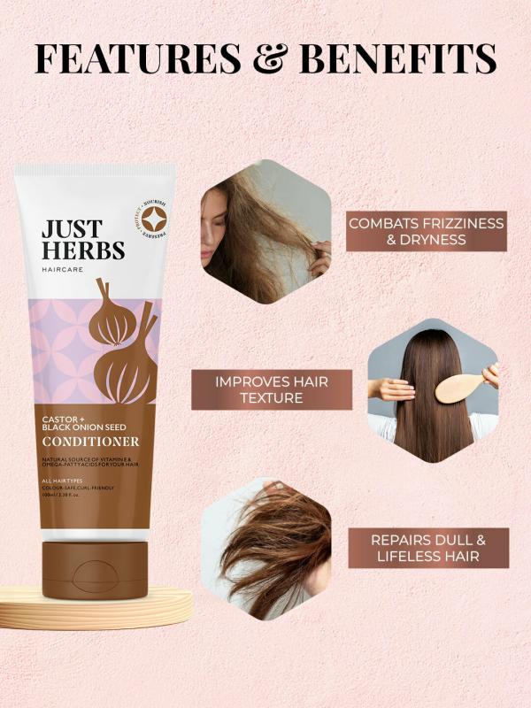 Just Herbs Castor Conditioner With Black Onion Seed For Hair Growth No