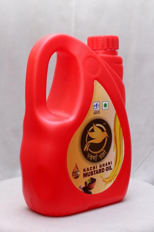 Swarna Panchhi Premium Kacchi Ghani Pure Mustard Oil, (2 Litres) PET Bottle Ideal as Cooking oil
