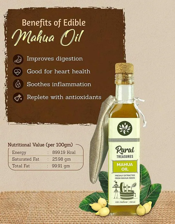 Mahua Oil Edible | Pure Cold Pressed Mahuwa (Madhuca) Cooking Oil - 250 ...