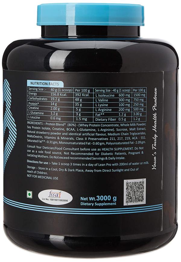 FB Nutrition Lean Pro, Unique Lean Mass Formula,3g Glutamine,3g BCAA,Creatine (3 Kg Strawberry