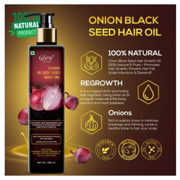 Glow Skin Care Apple Cider Vinegar Shampoo 300 ML With Onion Black Seed Hair  Oil 200 ML Combo -500ML - JioMart