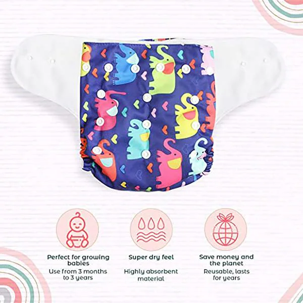MY NEWBORN Printed Cloth Diapers with Microfiber Inserts (Pack of 10