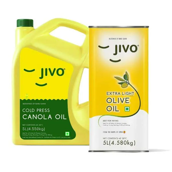 Jivo Canola Cold Press Edible Oil 5 Litre with Jivo Extra light Olive