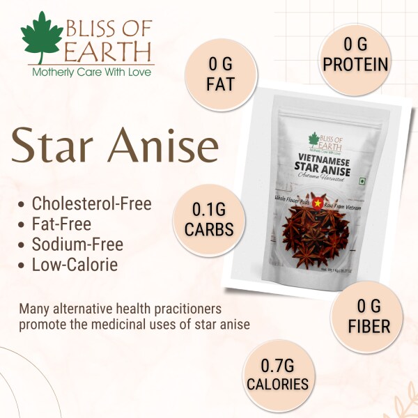 Bliss of Earth Vietnamese Star Anise 1kg Whole Spices, Chakri Phool