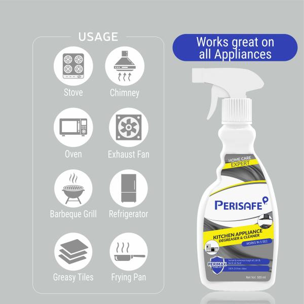 PERISAFE Kitchen Appliance Degreaser & Cleaner Spray 500ml 100 Oil