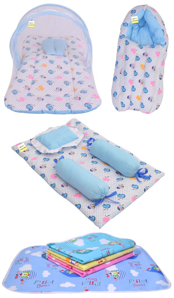 Kwitchy Combo of Baby Bedding Bed with Net Carry Bag 4 Waterproof