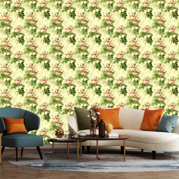 WallWear Wallpapers & Wall Stickers Model (GreenRose) Pack Of 1 Roll