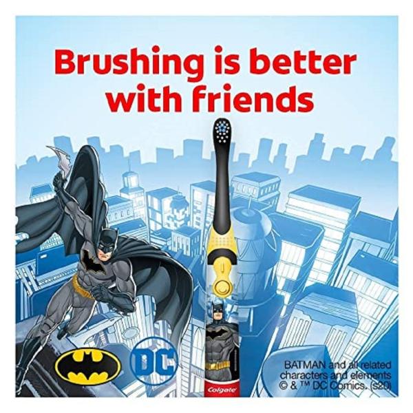 Colgate Batman Toothbrush for kids, Battery Powered Electric Toothbrush