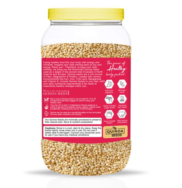 NutroVally Quinoa 1kg, Unroasted White Quinoa Seed for Weight loss