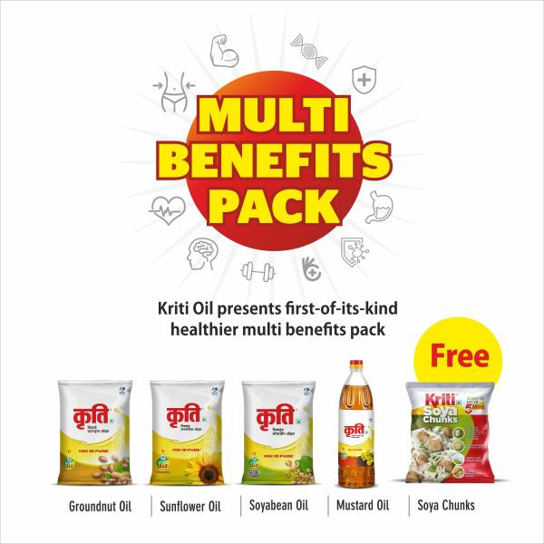 Kriti Refined Oil Multi Benefits 1L each Pouch (4 x 1 L) Groundnut
