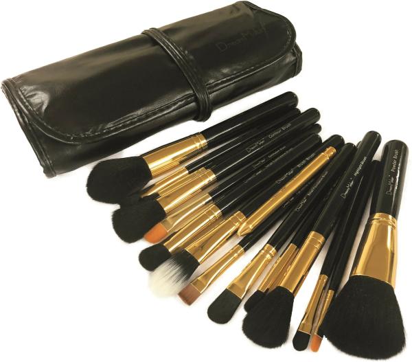 Dream Maker DM146 Black and Gold Makeup Brush with Storage Pouch 15