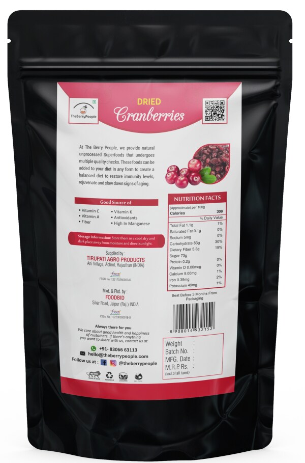 The Berry People luscious dried cranberries without sugar Super rich