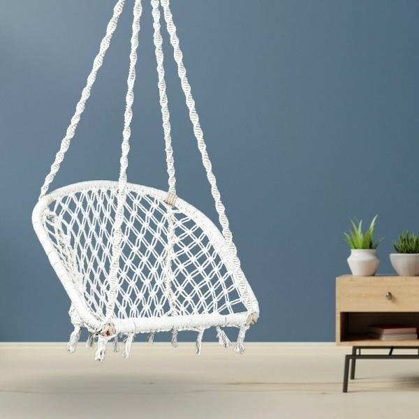 Swingzy White Premium Cotton DShape Hammock Swing for Adults 64 x 61
