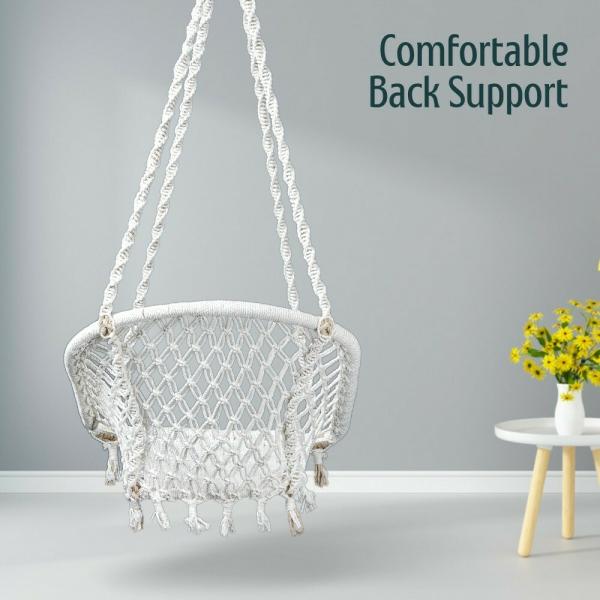 Swingzy White Premium Cotton DShape Hammock Swing for Adults 64 x 61