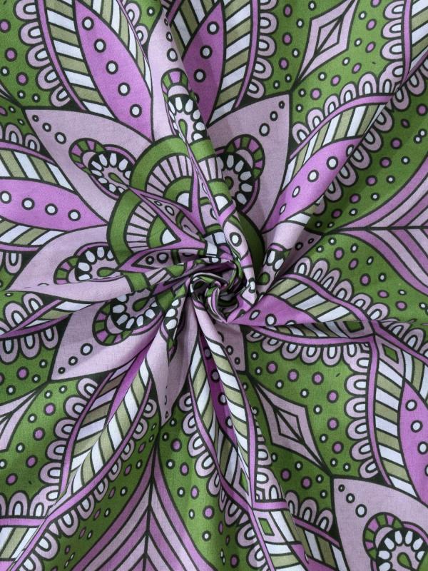 Bombay Dyeing 100 TC Cotton King Size Abstract Flat Bedsheet (Green