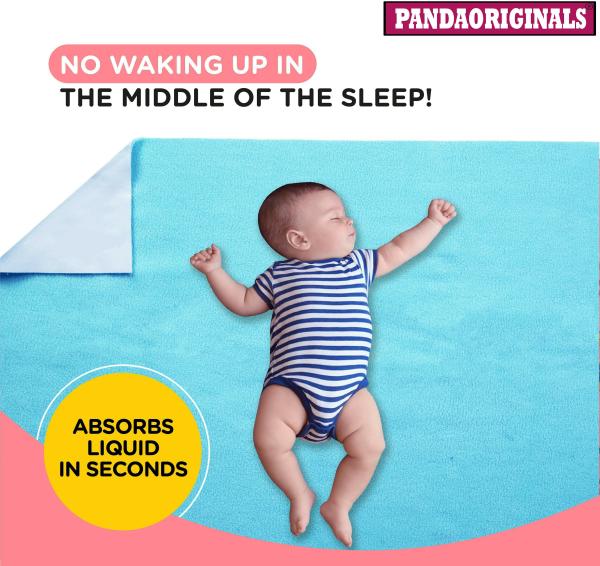 Pandaoriginals Cotton Baby Bed Protecting Mat (Sky blue, Large) JioMart