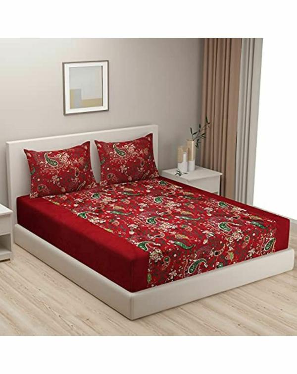 Swayam Floral Design Cotton Double Bedsheet with 2 Pillow Covers (274.