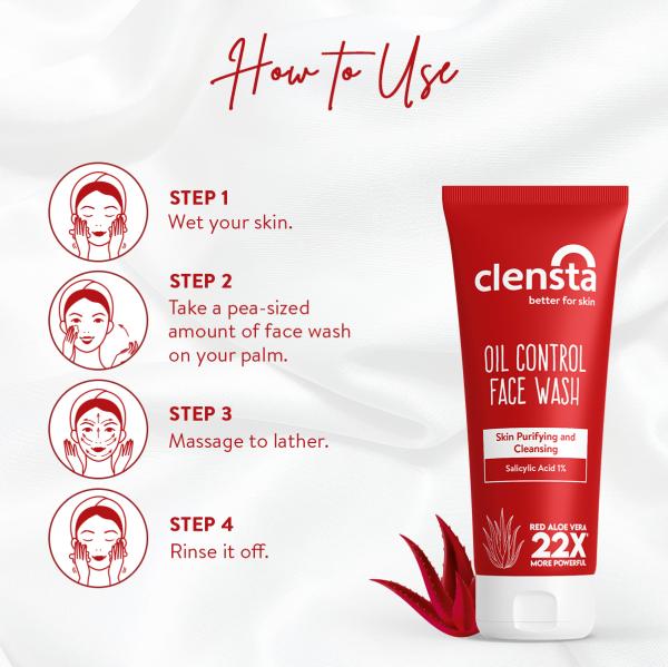 Clensta Oil Control Face WashWith Salicylic Acid and Red Aloe Vera