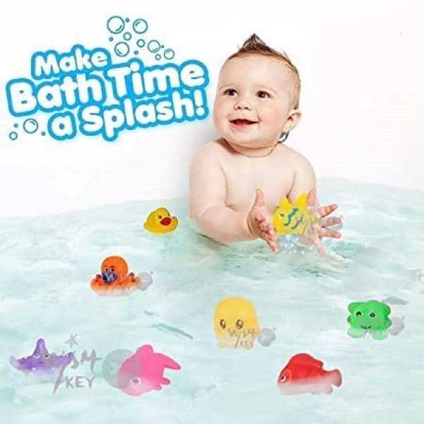 Mix Cute Animals Swimming Water Toys NonToxic, Colorful Soft Rubber Float Squeeze Sound Squeaky