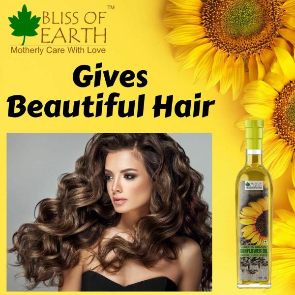 Bliss of Earth 1 ltr Certified Organic Sunflower Oil For Cooking, Cold