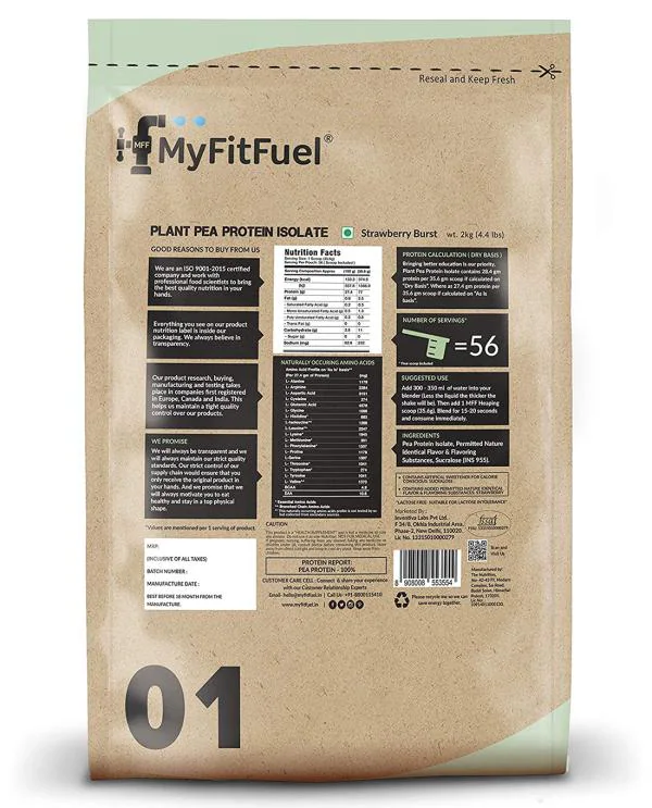 MyFitFuel MFF Plant Pea Protein Isolate Easy to Digest Vegan Plant