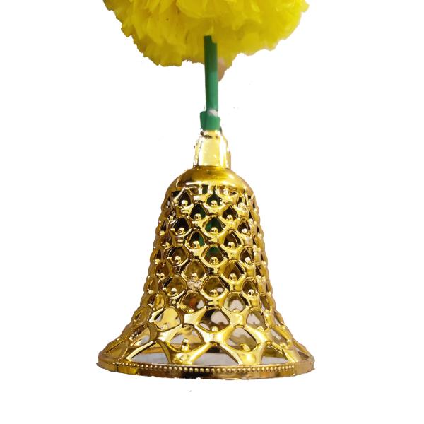 THH Artificial Marigold Flowers With Golden Bells for Decoration Long