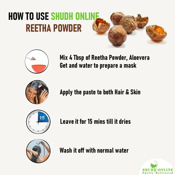 Shudh Online Organic Reetha Powder - 200g (Kunkudukai powder, Aritha,  Ritha, Soapnut) for Hair Growth, Hair wash, Scalp treatment, Skin care -  JioMart