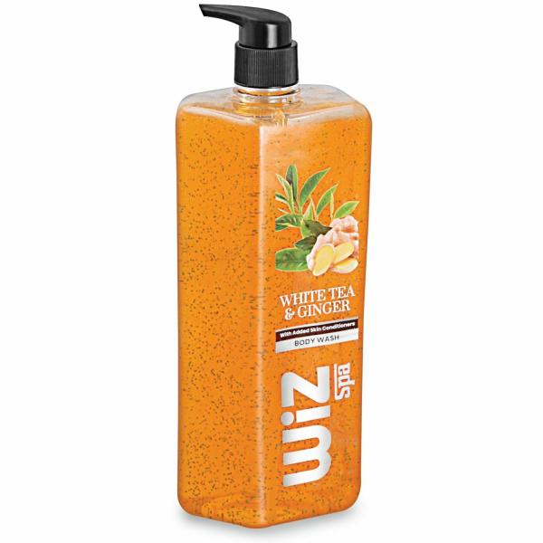 WiZ White Tea & Ginger Spa Body Wash Dispenser, Exfoliating Beads