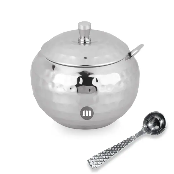 MARU Stainless Steel Hammered Ghee Pot Ghee Pots With Spoon 300ml