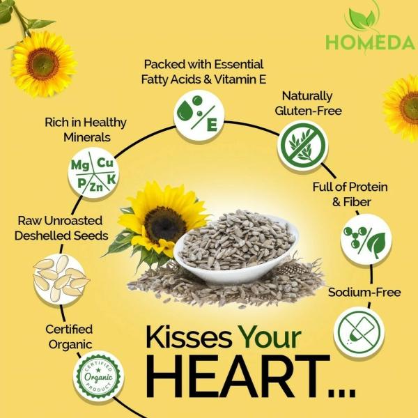 Homeda Raw Sunflower Seeds (200g) for Eating Organic, Unsalted