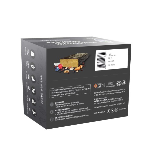 HYP Sugarfree Variety Pack Protein Bars (Pack of 8) No Added Sugars