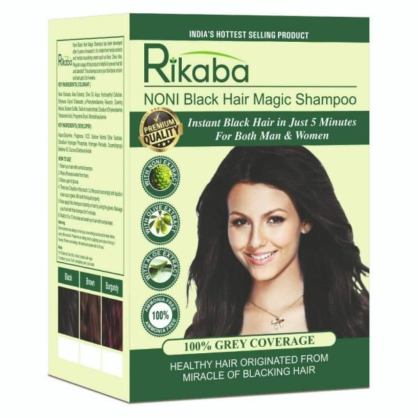 RIKABA Noni Natural Black Hair Color Shampoo for Men & Women (30ml, 10) ,  Black - JioMart