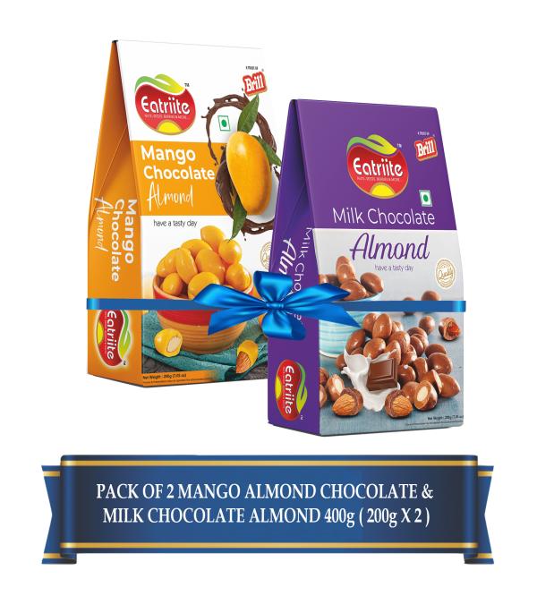 Eatriite MangoChocolate Badam & MilkChocolate Coated Badam 400g(200g