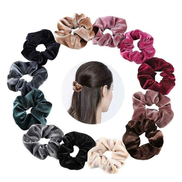 Trendy Club Women and Girls Multicolor Hair Bands Velvet (Pack of 12